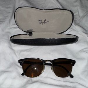 Ray-Ban Black and Brown Sunglasses with Case-frame, vintage eyeglasses